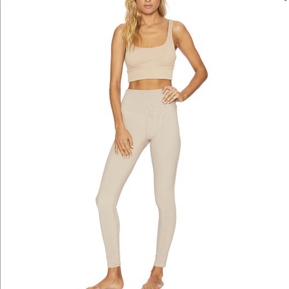 Leah Sports Bra & Ribbed Ayla Legging Tan LIKE NEW - Picture 2 of 11